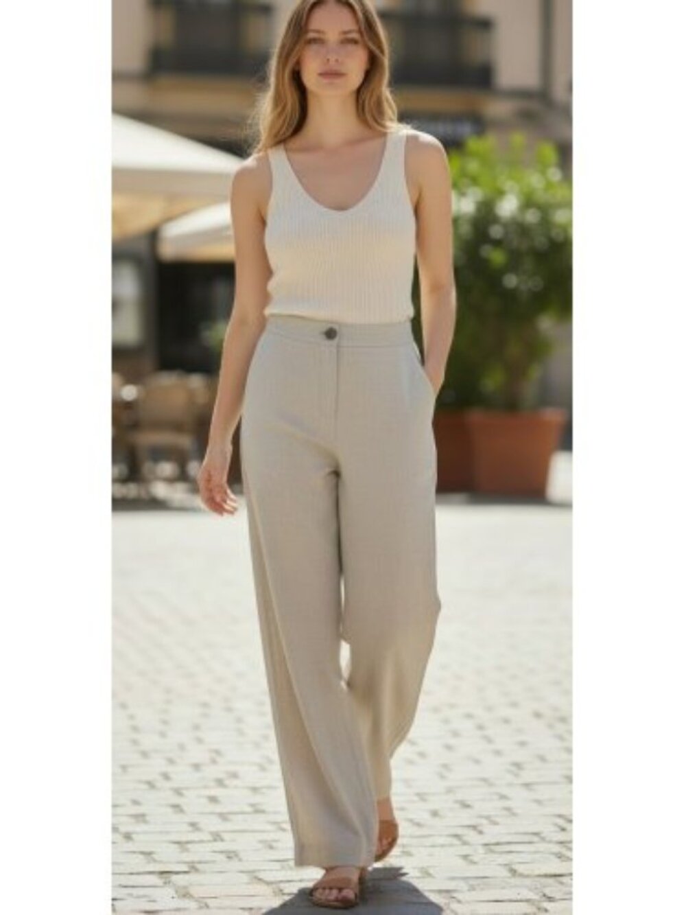 NEWPORT NEWS Easy Style Tan Linen Pants Ladies Size 16P